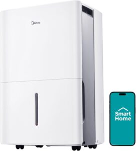 Midea 50-pint dehumidifier for medium to large basement use
